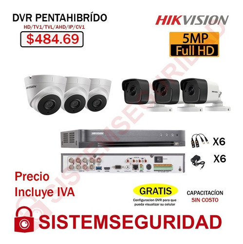 Imagen 4 de 7 de Kit 2 4 6 8 10 16 Camaras De Seguridad 5mp Cctv Hikvision