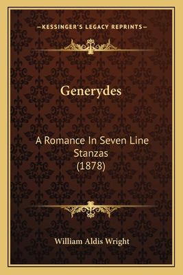 Libro Generydes: A Romance In Seven Line Stanzas (1878) -...