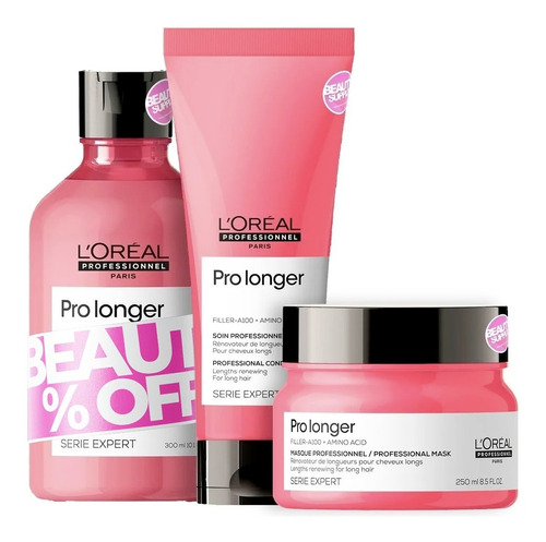 Pack Loreal De Shampoo, Acondicionador Y Mascara Pro Longer