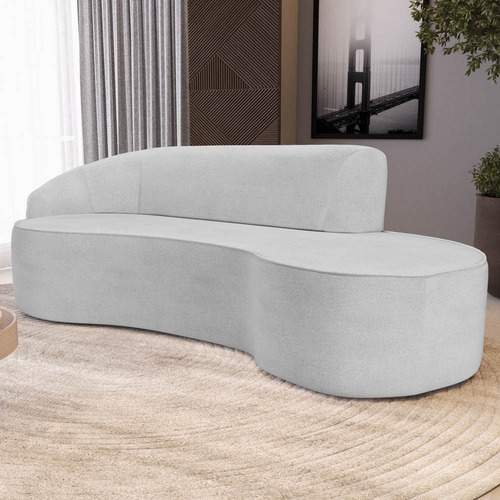 Sofá Living 2 Lugares 180cm Braço Esquerdo Mozart Linho Cza Cor Cinza