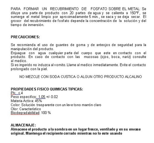 Imagen 7 de 7 de Desoxidante Fosfatizante Desengrasante 1l Bestchem