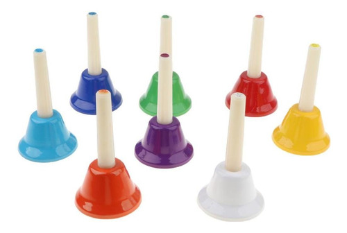 8pcs Mão Colorida Percussão Sinos Kit Instrumentos Orff