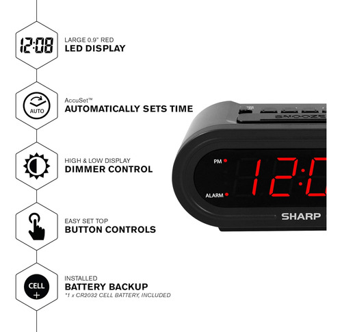 Alarma Digital Sharp Con Accuset - Reloj Inteligente Automát