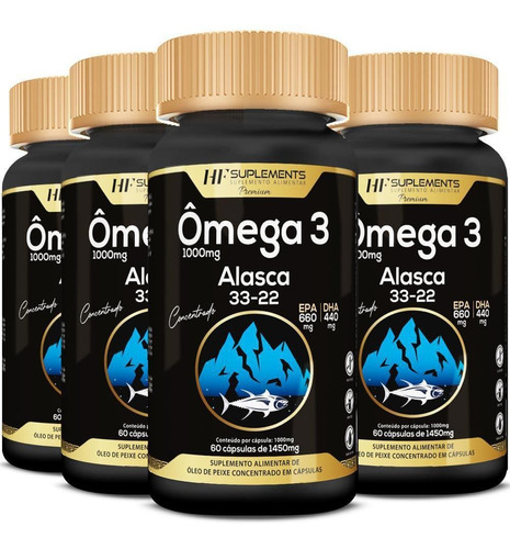 Kit 4x Omega 3 Com 1000mg Epa E Dha Super Concentrado 60caps