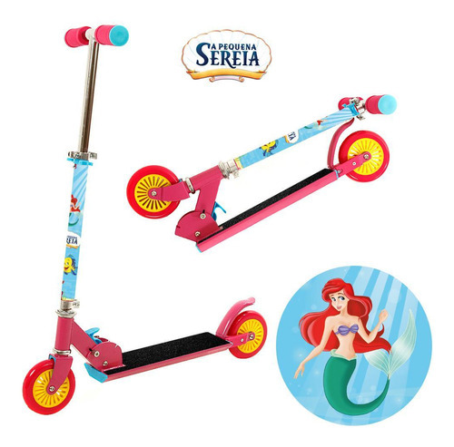Patinete infantil Ariel de 2 ruedas para niñas, color rosa y amarillo