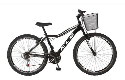 Bike Kls Aro 26 Alumínio 21 Marchas Com Cesta Cor Bicicleta aro 26 Preto/Branco