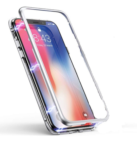 Carcasa Magnetica Reforzada Silver Para iPhone XS Max