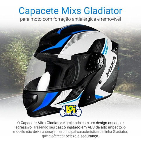 Imagem 5 de 9 de Capacete Para Moto Escamoteável Gladiator Neo Fosco Loi
