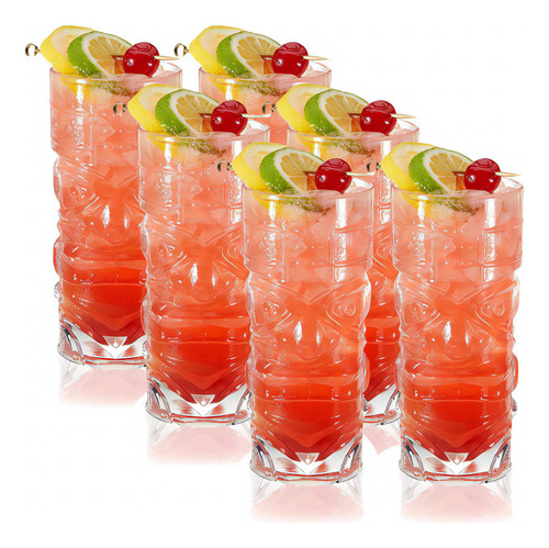 Vaso Tiki Set De 6 Unidades 420ml Color Cristal