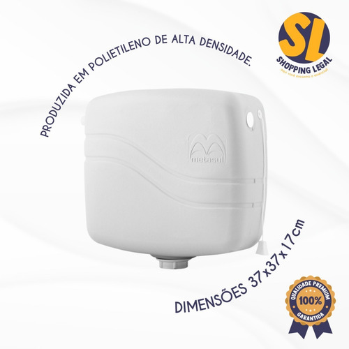 Imagem 2 de 5 de Caixa Plástica Para Descarga 9l Banheiro Branca Metasul