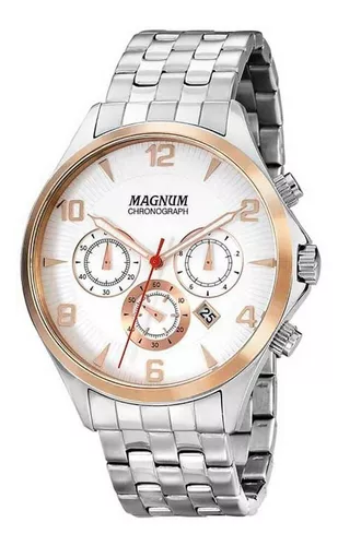 Relógio Magnum Masculino Sports MA34263Q Chronograph Prata