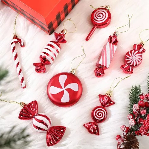 A 24 Adornos Colgantes Dulces Navideños Decoración
