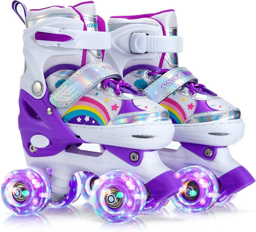 Patines Ajustables Con Ruedas Iluminadas Para Niñas Talla S