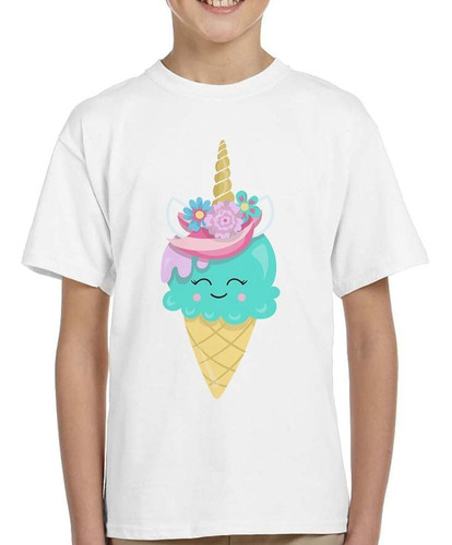 Remera De Niño Ice Cream Helado Barquilla Unicornio