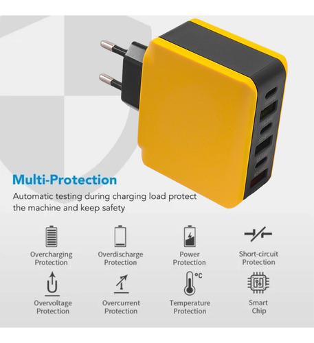 Cargador Pd Usb Tipo C De 120 W Y 6 Puertos Cargador De Carg