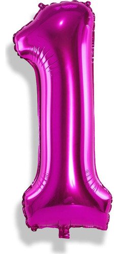 Globo Número 1 Rosa Fucsia 101,6 Cm Para Cumpleaños