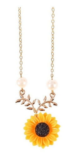 Conjunto De Collar, Aros Y Brazalete P/mujer, Diseño Girasol