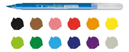 Marcadores Punta Pincel Carioca Acquarell X 12 Made In Italy