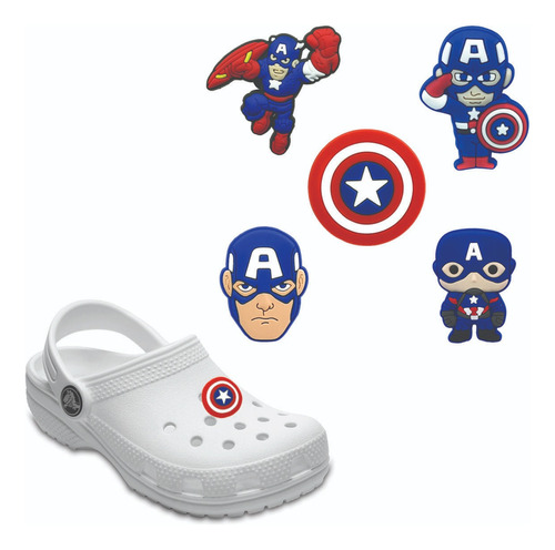 5 Pines Para Crocs De Capitan America Shoe Charm Broches