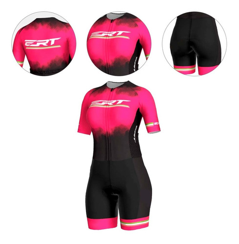 Macaquinho Ert Feminino New Elite Pink Power Forro Gel Bike