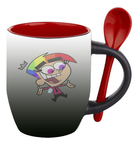Mug Magico Con Cuchara Dibujos Animados   R182