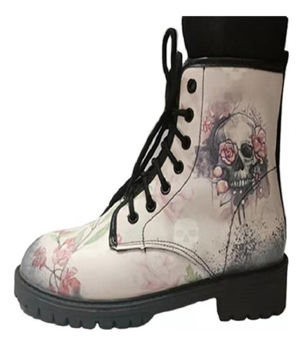 Botas De Moda Británica Botas Altas De Calavera Más Tamaño