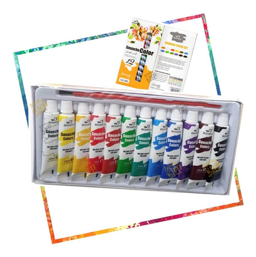 Set Pinturas Gouache Temperas Importadas Pomos Colores Arte