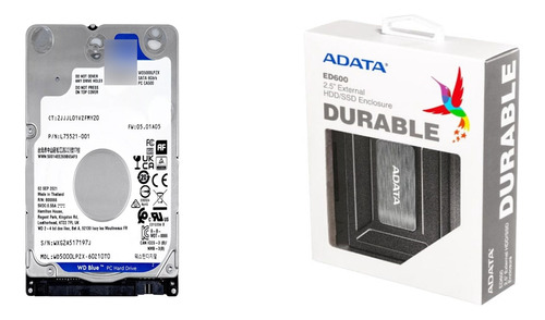 Disco Duro 500gb + Case Adata Disco Externo 2.5  Portátil 