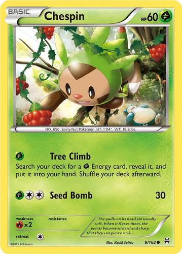 Cartas Pokemon Chespin 9/162 Reverse Breakthrough Bkt (Usado)
