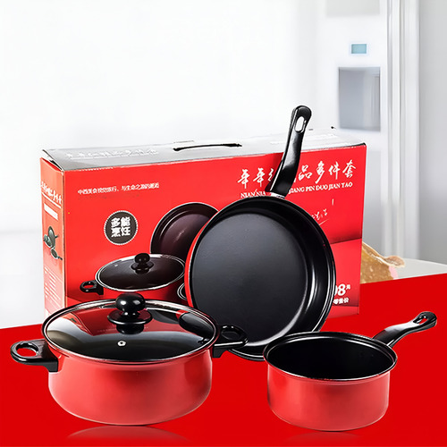 Batería De Cocina De Olla Y Sartenes, 4 Piezas, Práctica