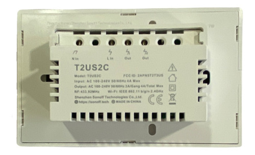 Imagen 3 de 7 de Interruptor Sonoff Wifi Touch 2 Canales Compati Alexa/google