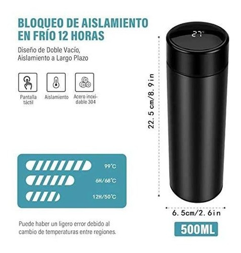 Termo Botella De Agua Inteligente Acero Inoxidable 500ml