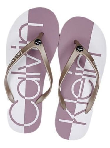 Sandalias Calvin Klein Mujer Rosa Y Blanco Originales Playa 