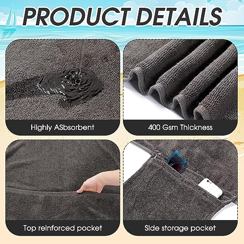 Fundas De Algodón Para Silla De Playa Con Bolsillos, Gris Os
