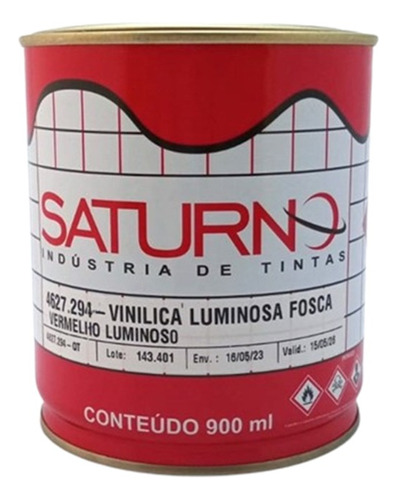 Tinta Vinílica Fosca Luminosa Vermelh 900ml Saturno 4627.294