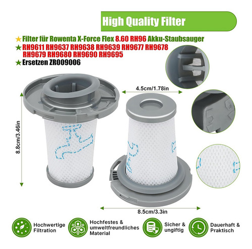 Filtro Zr009006 Para Rowenta X-force Flex 8.60 Rh96xx Y X-pe