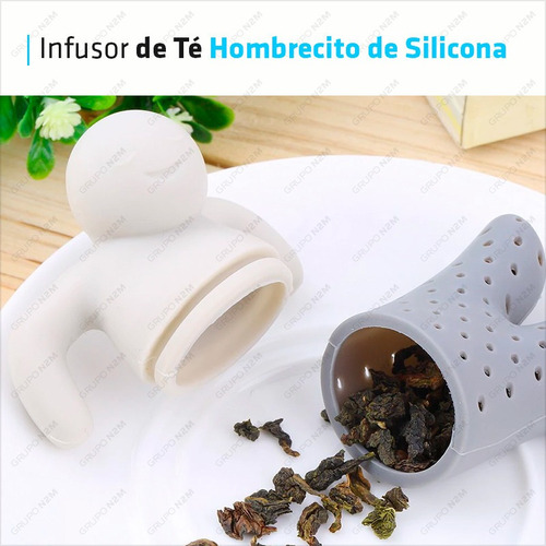 Imagen 4 de 10 de Infusor De Te En Hebra Filtro Colador Hombrecito De Silicona