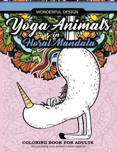 Animales De Yoga En Un Libro De Colorear Mandala Floral Para