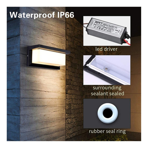 Parede Led Moderna Luz De Externa 18 W À Prova D'água Ip66