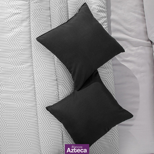 Colcha Matrimonial De Alta Calidad Con Cojines, Azteca Color Gris oscuro ALDO