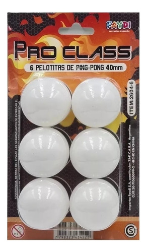 Pelotitas Ping Pong Pro Class X 6 En Blister Faydi 970-0051