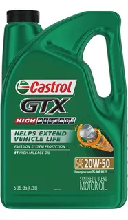 Aceite Castrol Gtx 20w50 Alto Kilometraje 4.73 Litros