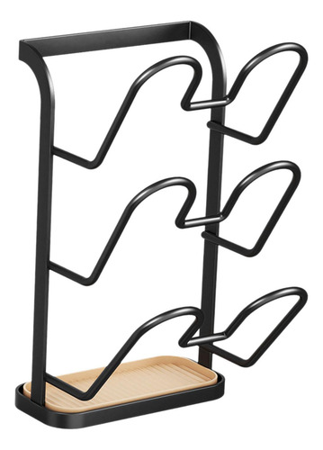 Soporte De Tapa Rack De Almacenamiento De 3 Nivel Negro