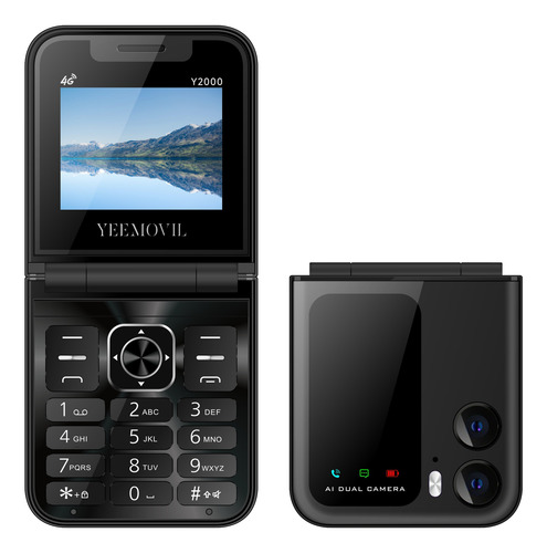 Yeemovil Y2000 Celular Plegable 4g Dual Sim + 2 Sim Extra Desbloqueado Telcel At&t Movistar Bait Bluetooth Fm Linterna 2.4-negro