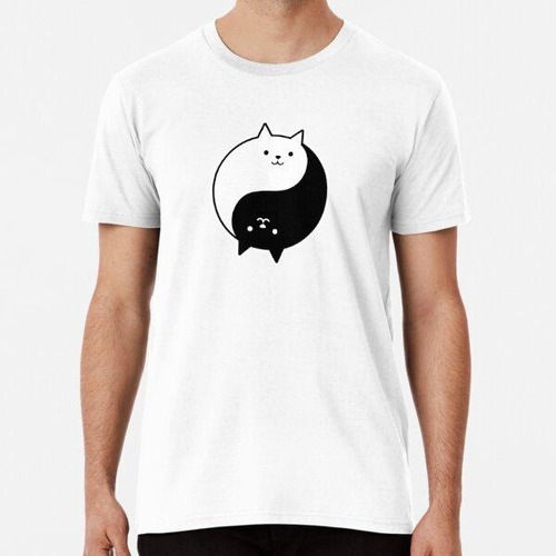 Remera Cute Kawaii Yinyang Cat Black & White Algodon Premium