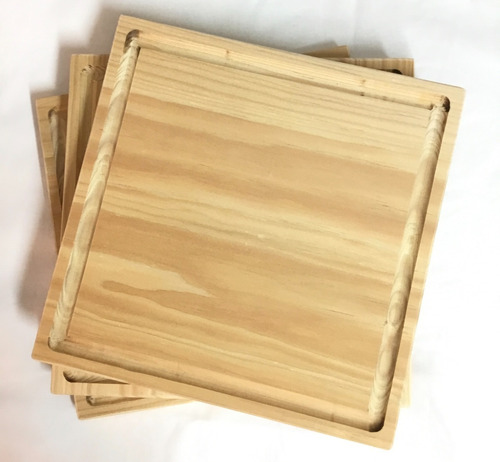 Kit 15 Platos Tabla De Madera 25x25cm Para Servir O Picar