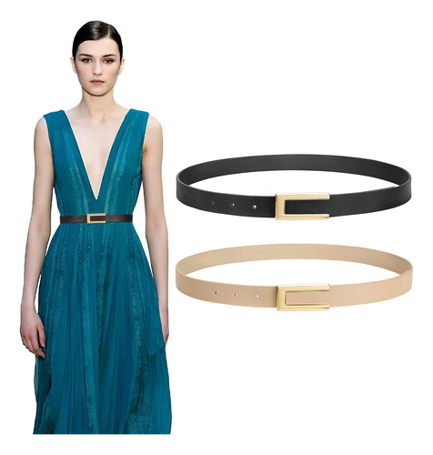 2pcs Cinturón Mujer Piel Elegante Joven Casual Moda Dama