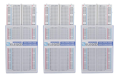Elegoo 3pcs 400 Tie-points Breadboard, 4 Rieles De Alimen...