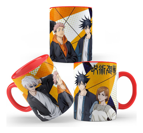 Caneca Jujutsu Kaisen Gojo Itadori Megumi Produto Geek Otaku Vermelho Jujutsu Kaisen