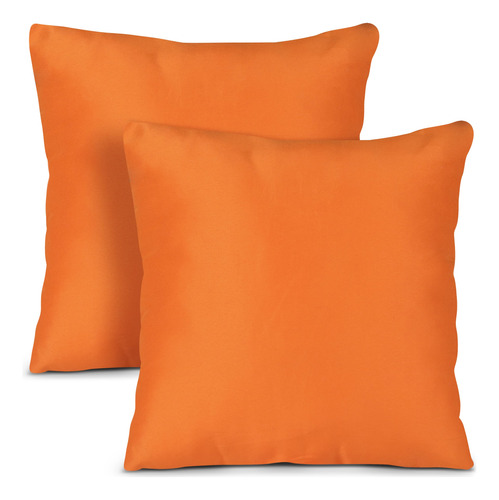 Cojin Decorativo Cuadrado De 45x45 Cm Color Naranja 2 Pzas